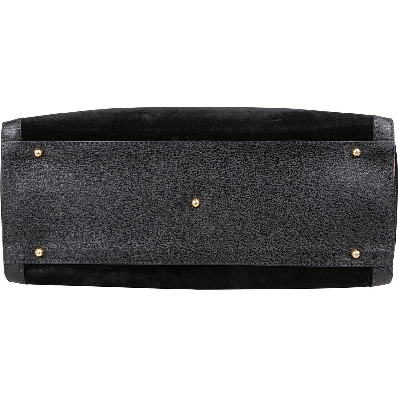 Gucci Gucci Suede Bamboo Tote Handbag Zwart