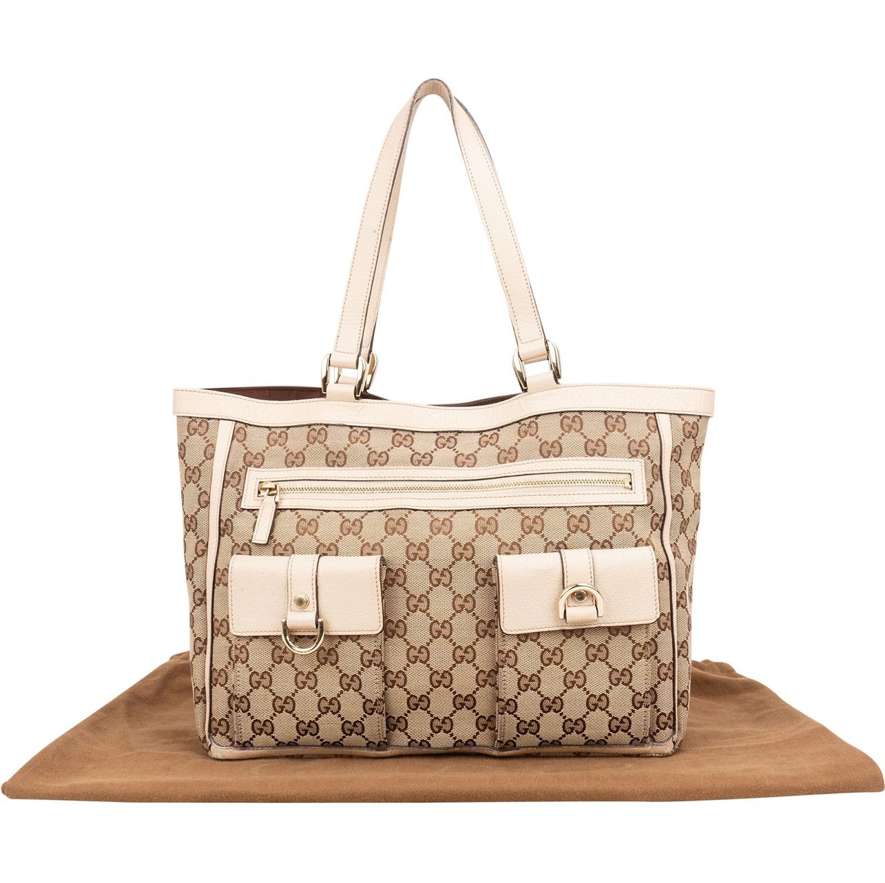 Gucci Monogram GG Canvas Abbey Shoulder Bag Beige
