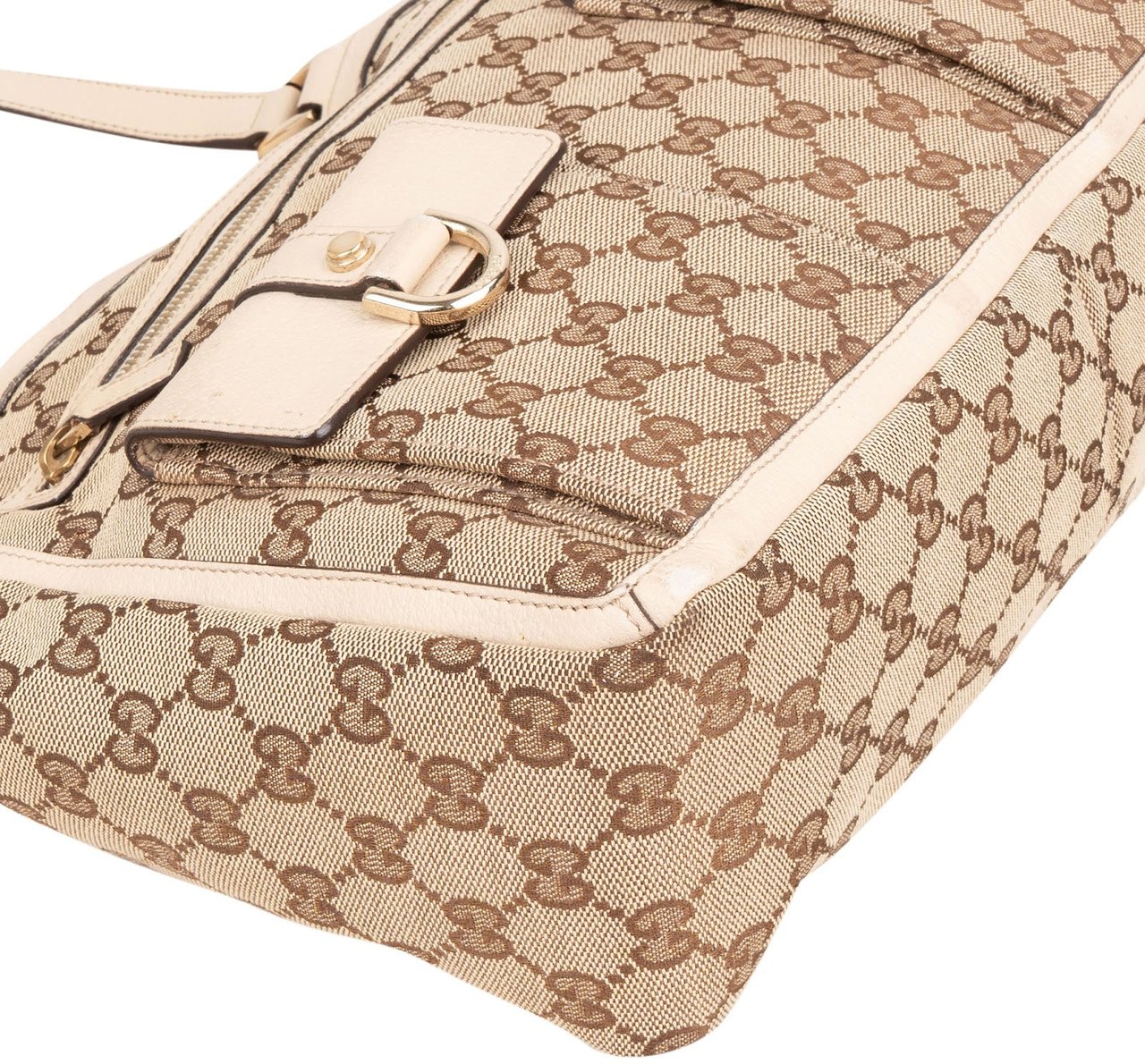 Gucci Gucci Monogram GG Canvas Abbey Shoulder Bag Beige
