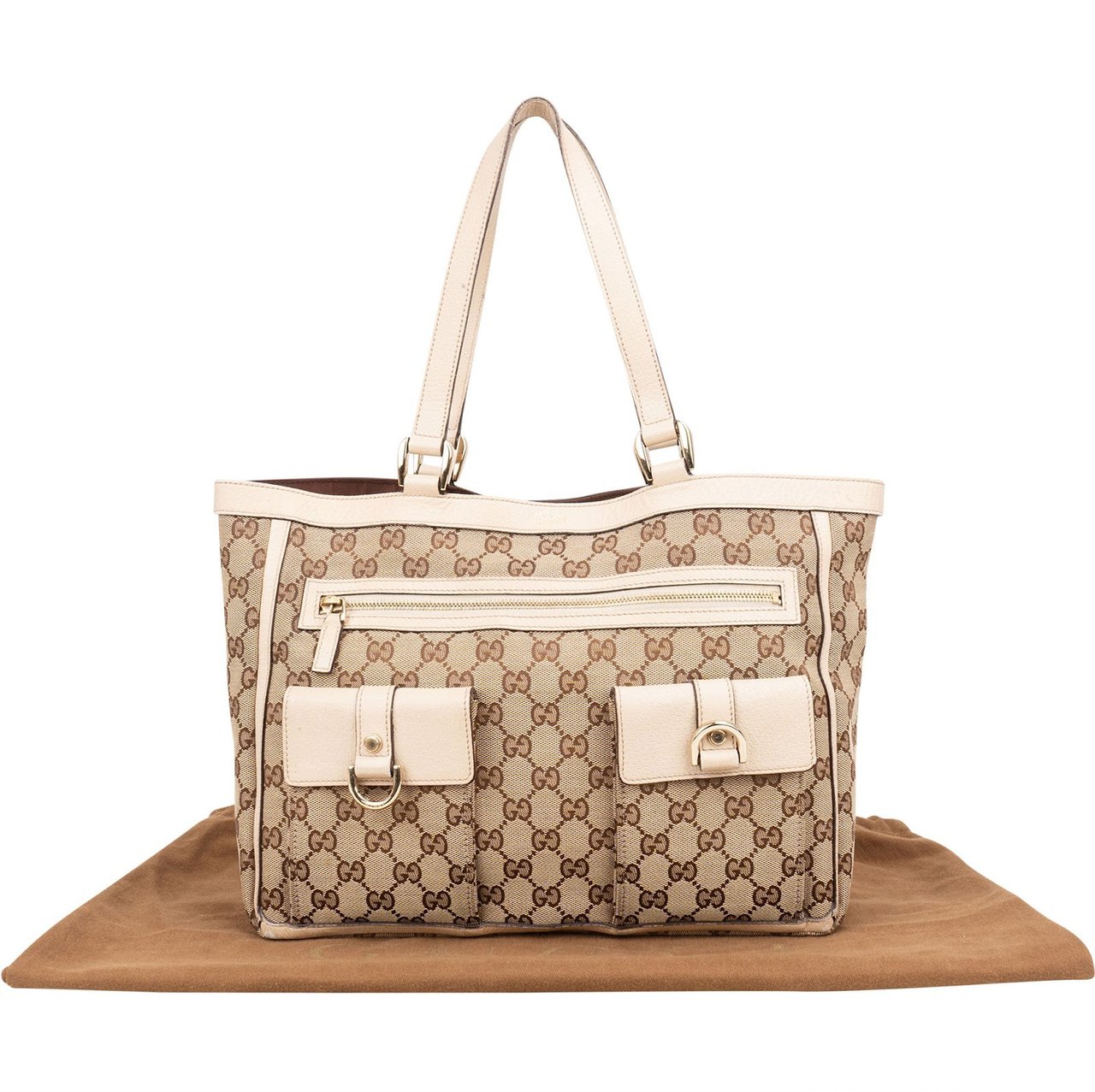 Gucci Gucci Monogram GG Canvas Abbey Shoulder Bag Beige