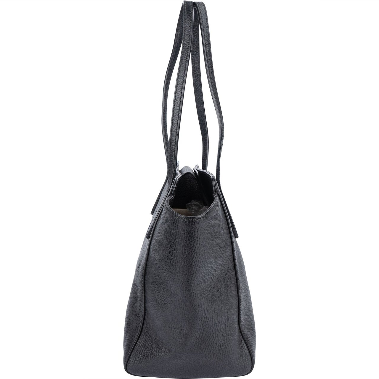 Gucci Gucci Grained Leather Swing Tote Shoulder Bag Zwart