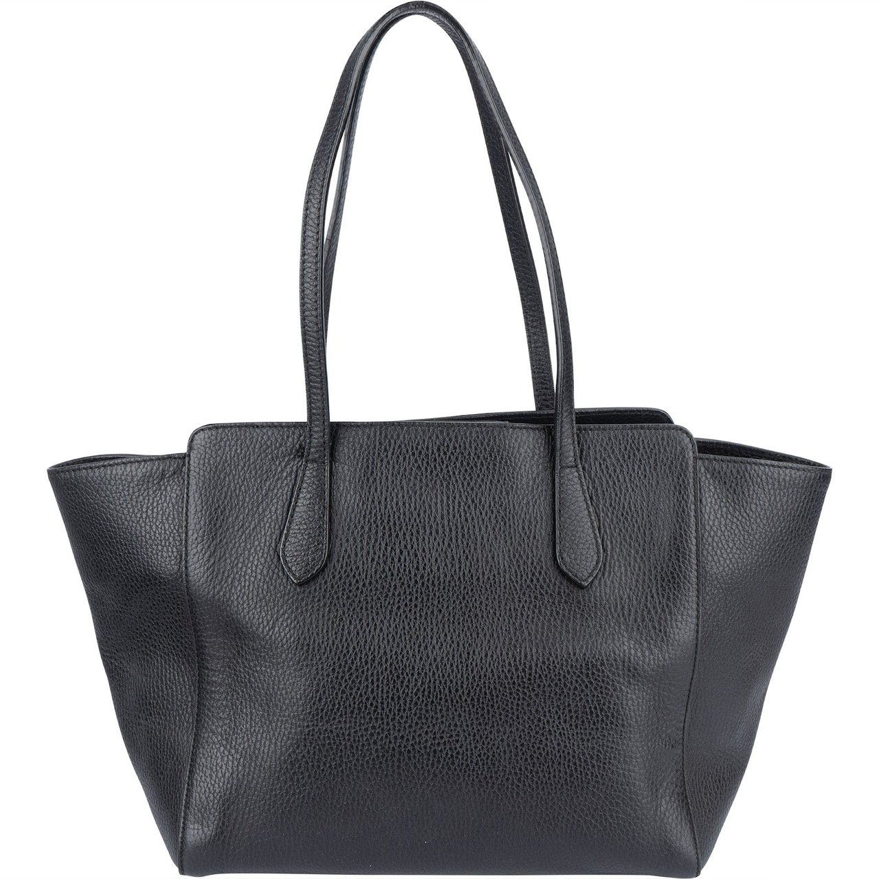 Gucci Gucci Grained Leather Swing Tote Shoulder Bag Zwart