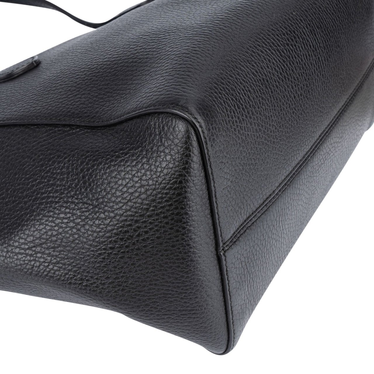 Gucci Gucci Grained Leather Swing Tote Shoulder Bag Zwart