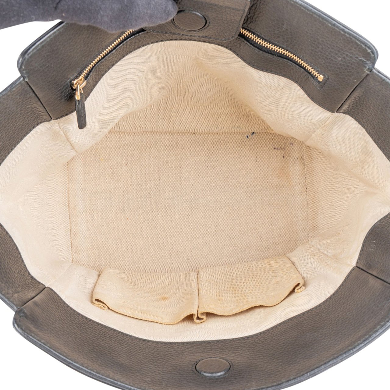 Gucci Gucci Grained Leather Swing Tote Shoulder Bag Zwart