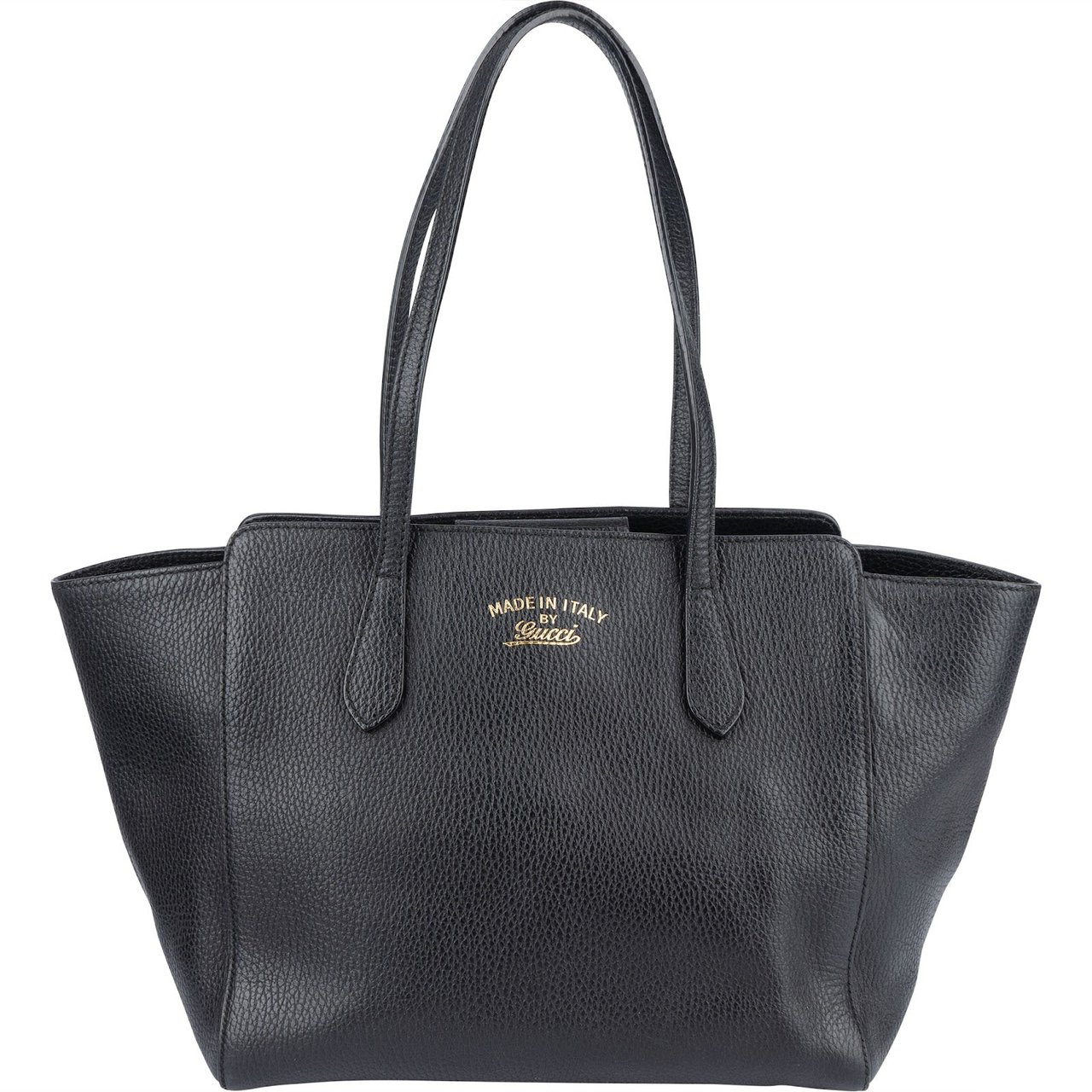 Gucci Gucci Grained Leather Swing Tote Shoulder Bag Zwart