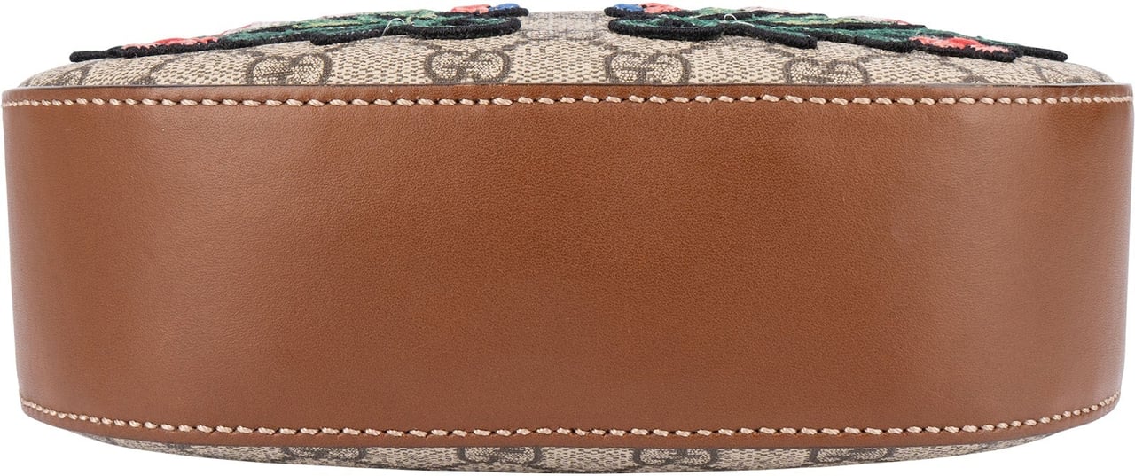 Gucci Gucci Monogram GG Supreme Floral Embroidered Chain Crossbody Bag Beige