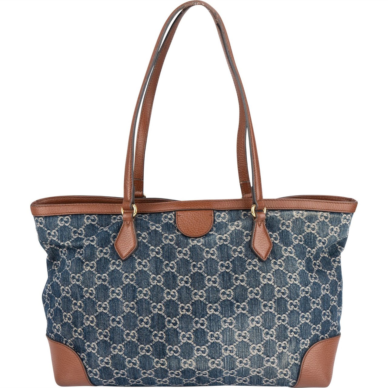 Gucci Gucci Monogram Denim GG Tote Shoulder Bag Blauw