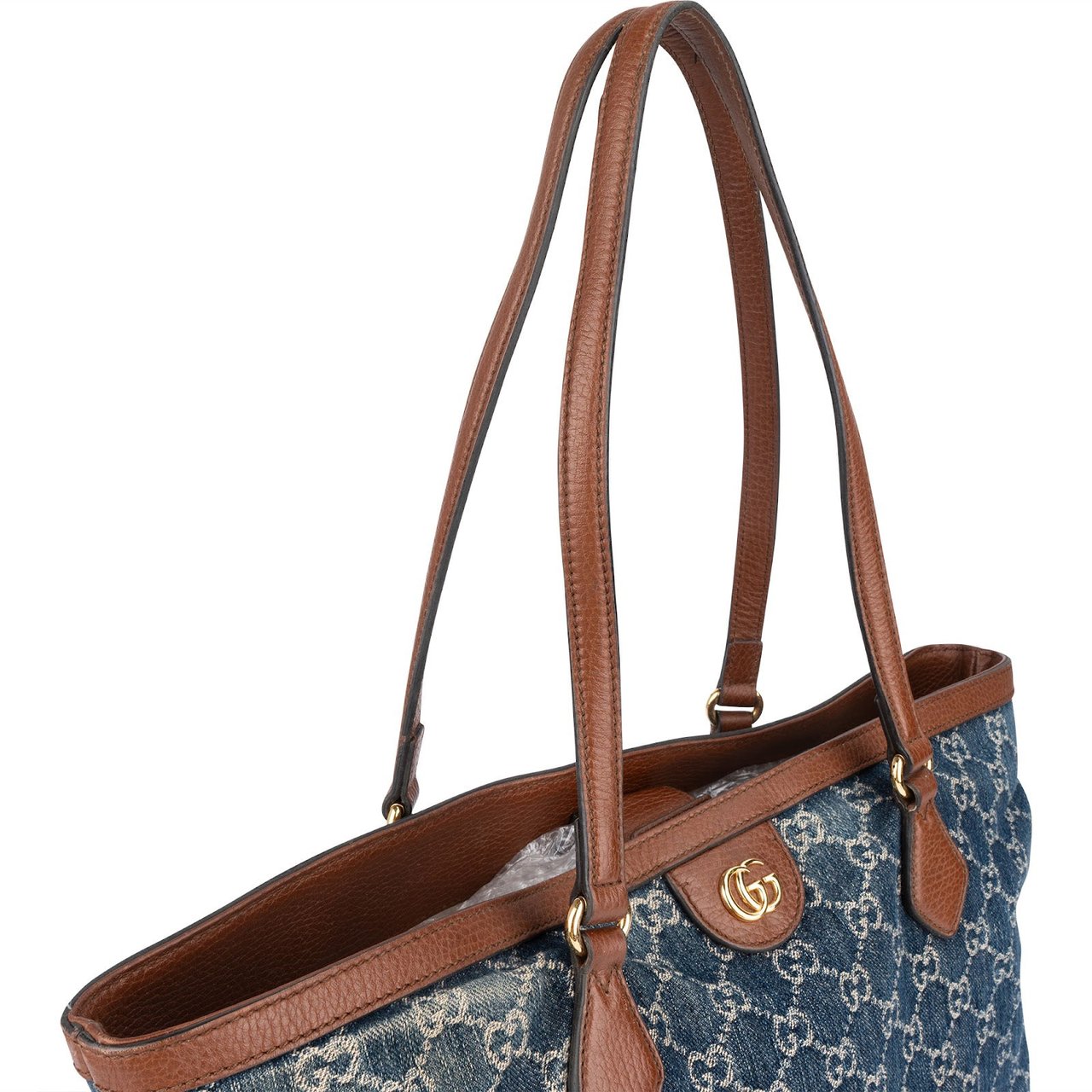 Gucci Gucci Monogram Denim GG Tote Shoulder Bag Blauw
