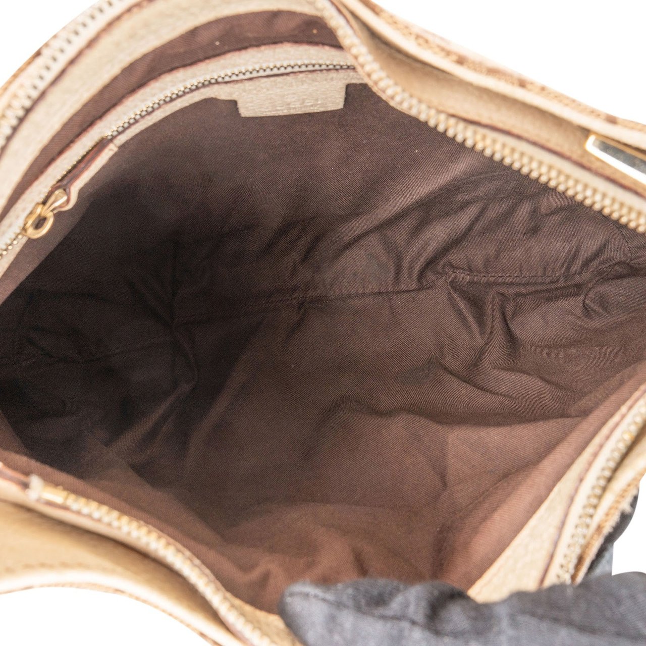 Gucci Gucci Monogram GG Horsebit Hobo Shoulder Bag Beige