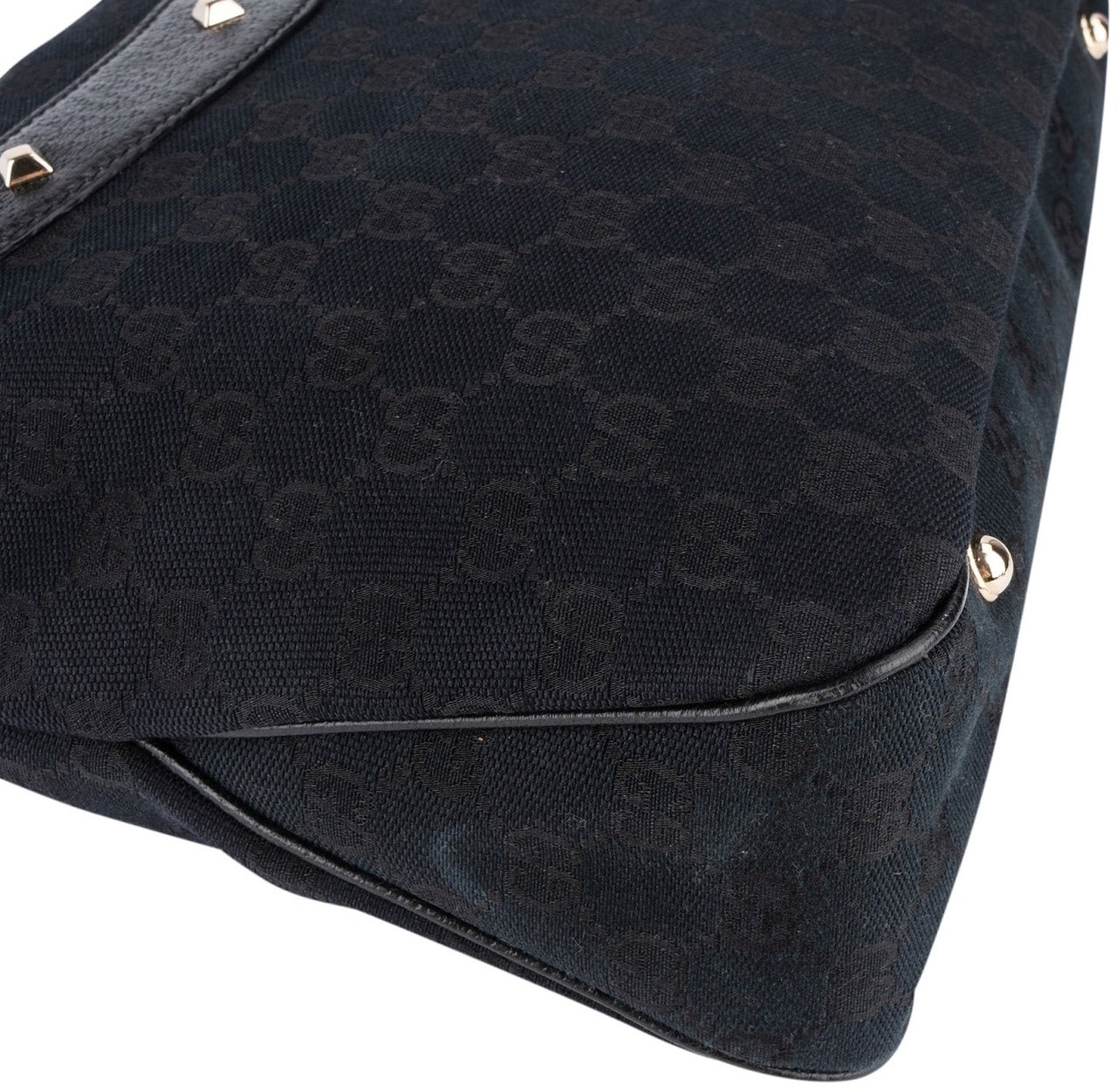Gucci Monogram GG Studded Bamboo Hobo Handbag Zwart