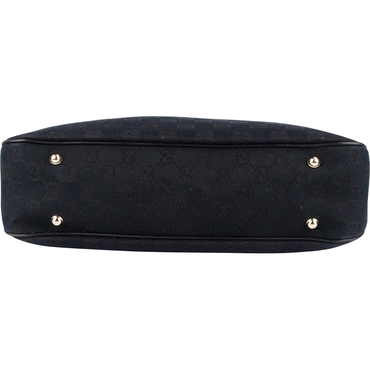 Gucci Monogram GG Studded Bamboo Hobo Handbag Zwart