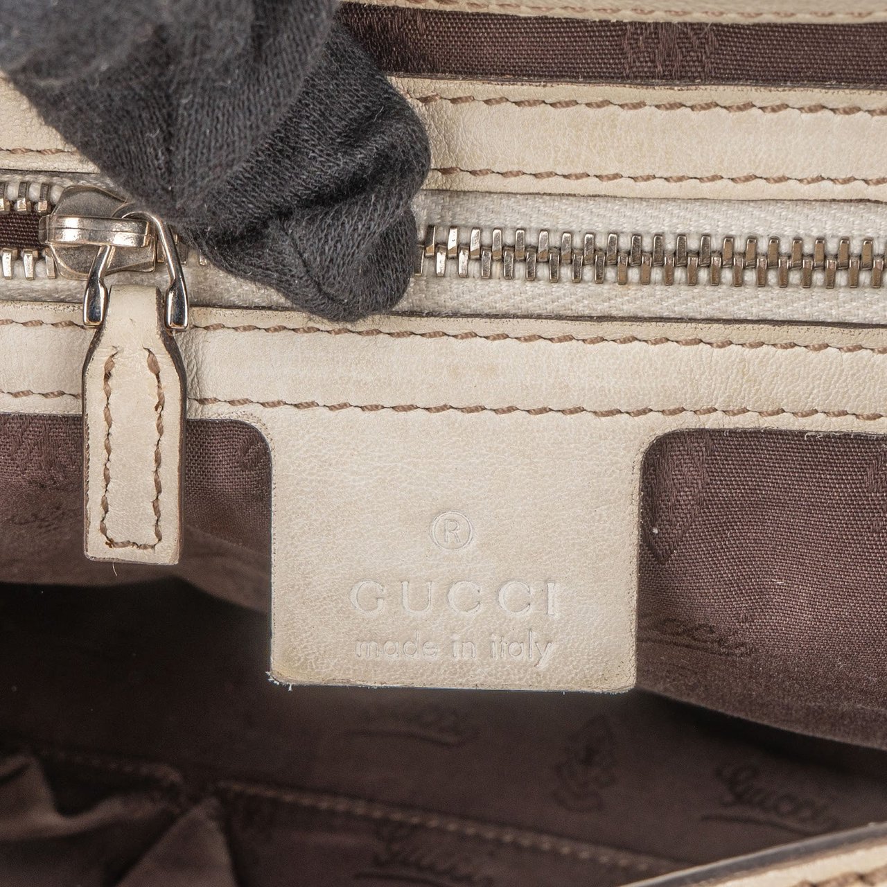 Gucci Gucci Monogram GG Canvas Sherry Line Abbey Shoulder Bag Beige