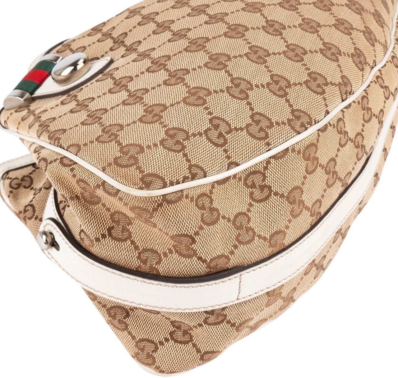 Gucci Gucci Monogram GG Canvas Sherry Line Abbey Shoulder Bag Beige