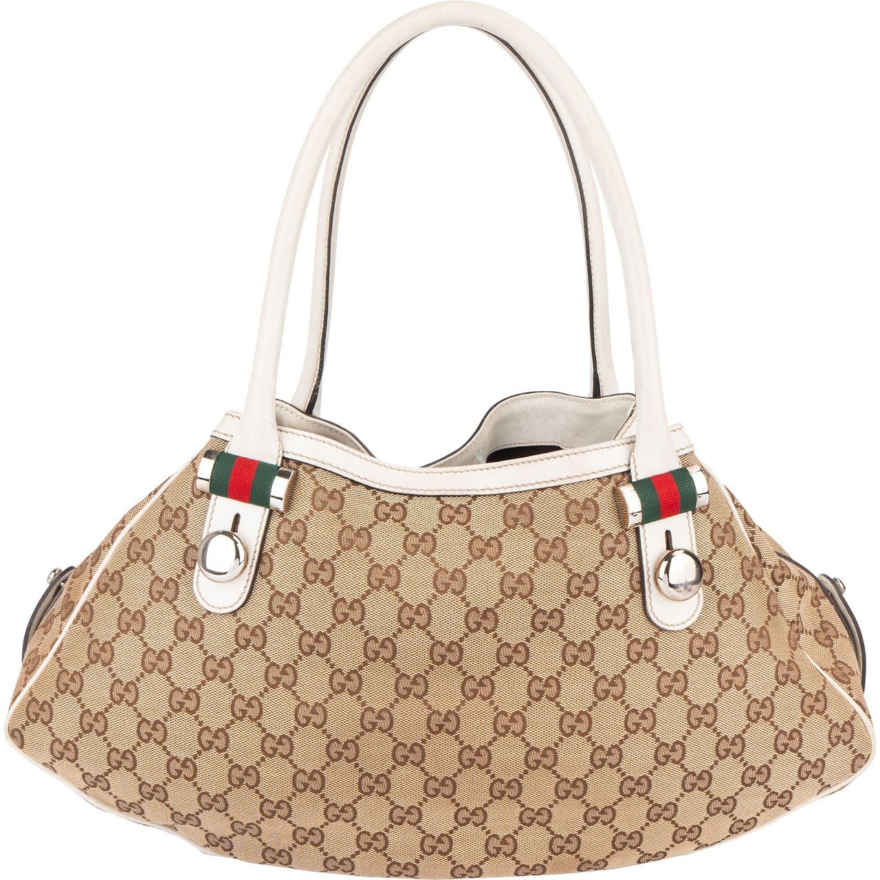 Gucci Gucci Monogram GG Canvas Sherry Line Abbey Shoulder Bag Beige