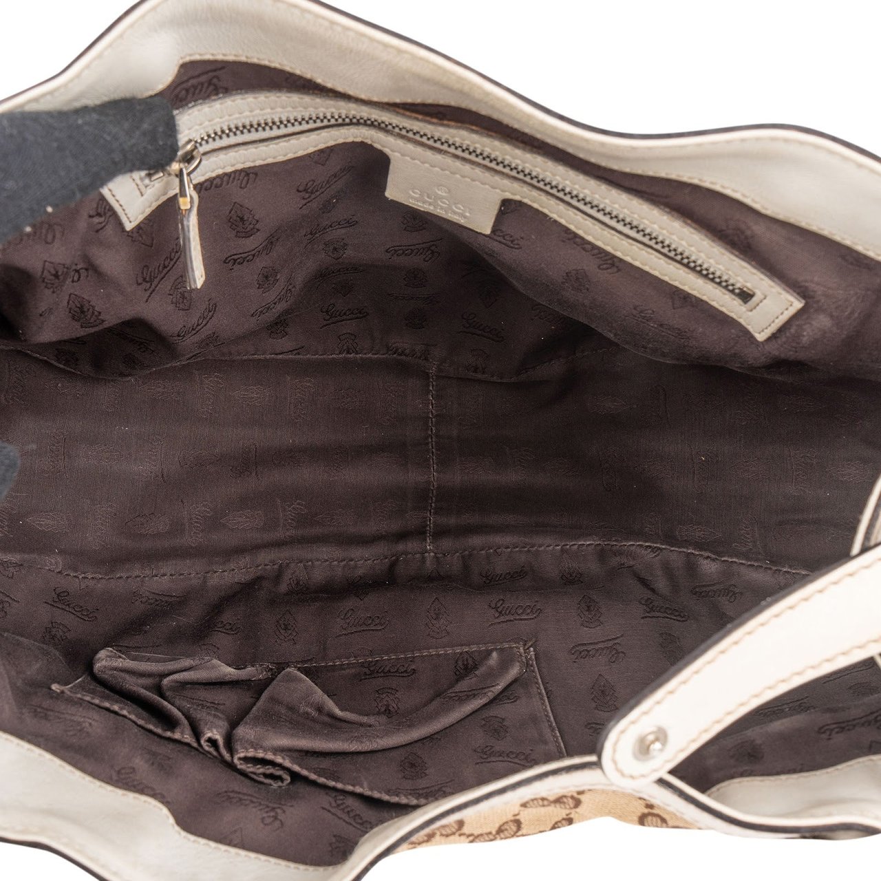 Gucci Gucci Monogram GG Canvas Sherry Line Abbey Shoulder Bag Beige