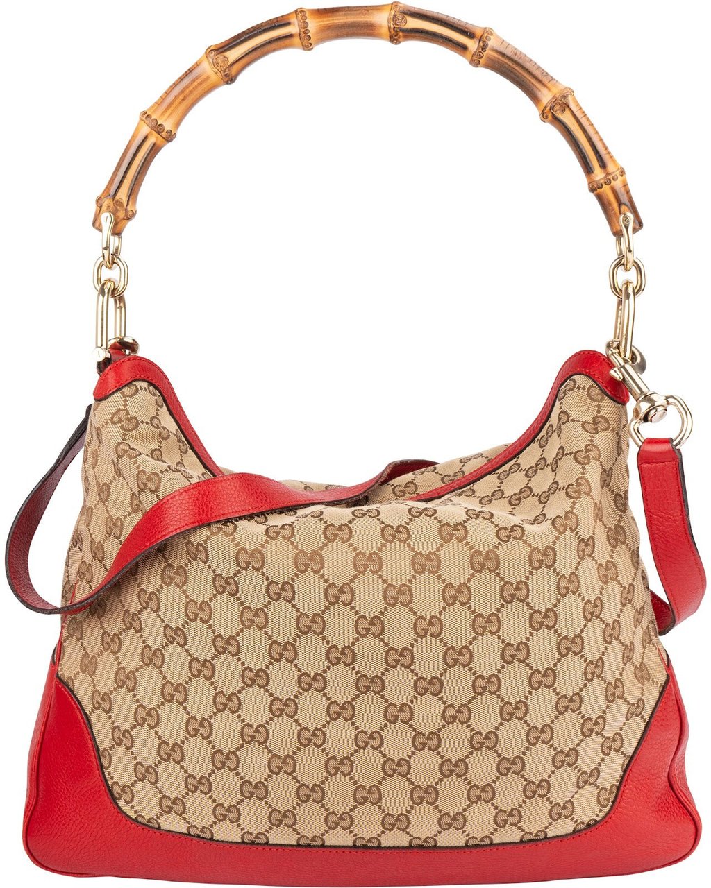 Gucci Gucci Monogram GG Bamboo Hobo Shoulder Bag Beige