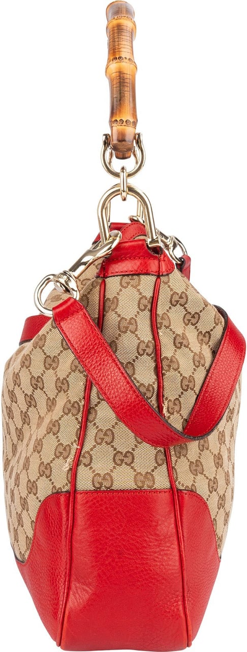 Gucci Gucci Monogram GG Bamboo Hobo Shoulder Bag Beige