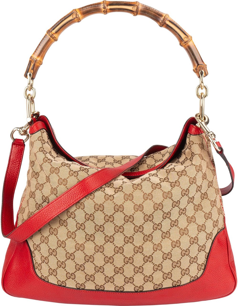 Gucci Gucci Monogram GG Bamboo Hobo Shoulder Bag Beige