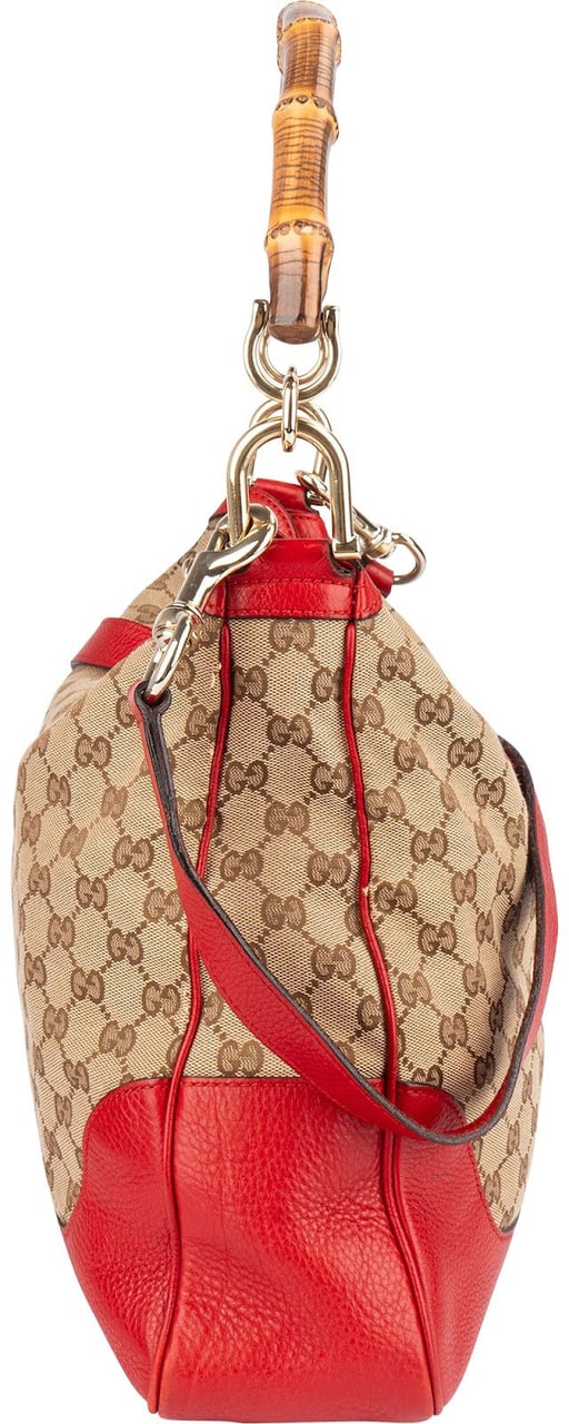 Gucci Gucci Monogram GG Bamboo Hobo Shoulder Bag Beige