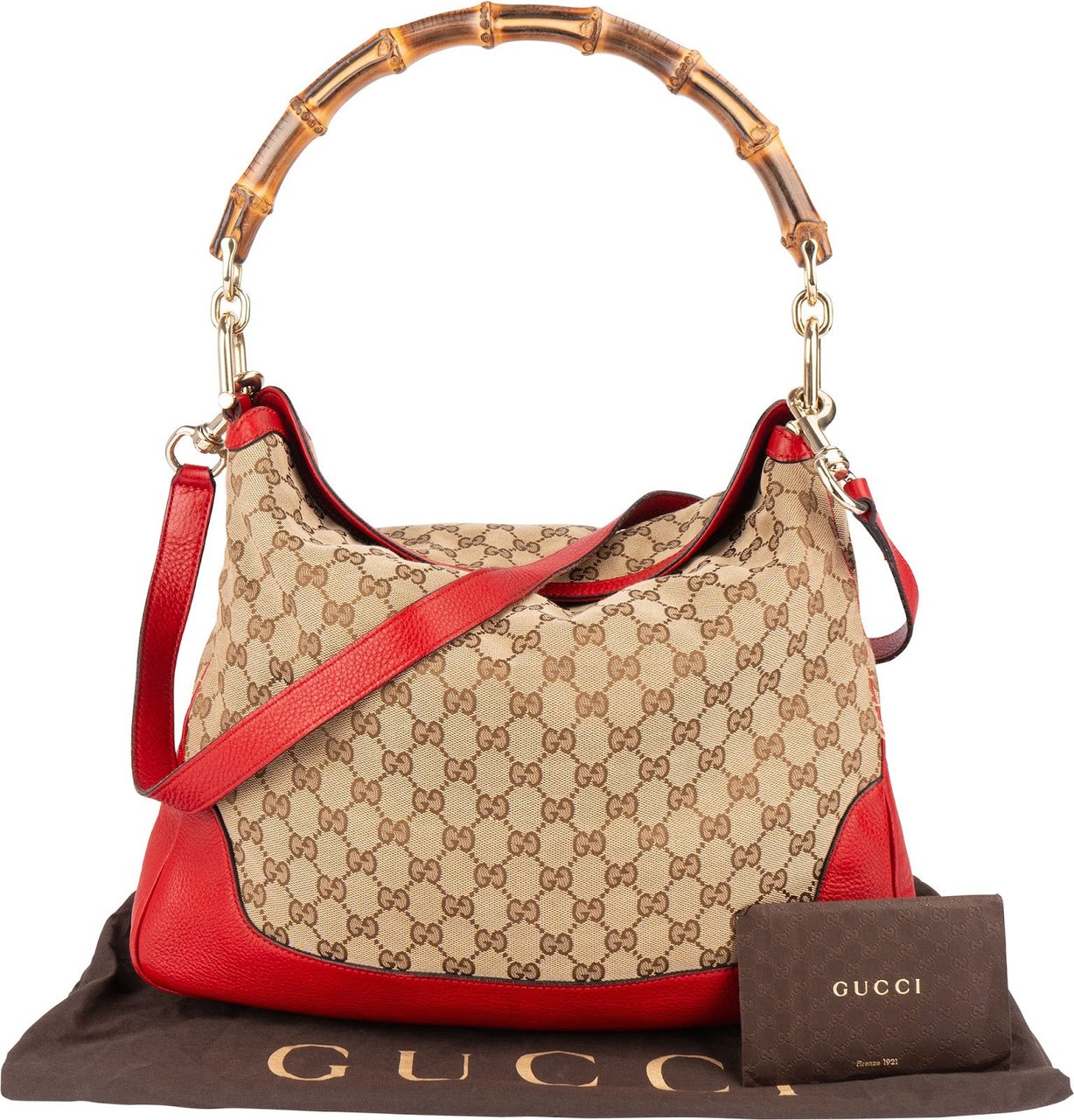Gucci Gucci Monogram GG Bamboo Hobo Shoulder Bag Beige