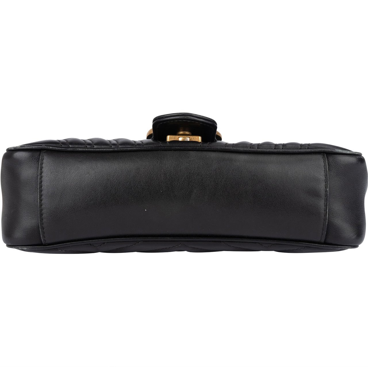 Gucci Gucci Black Quilted Leather Marmont GG Crossbody Bag Zwart