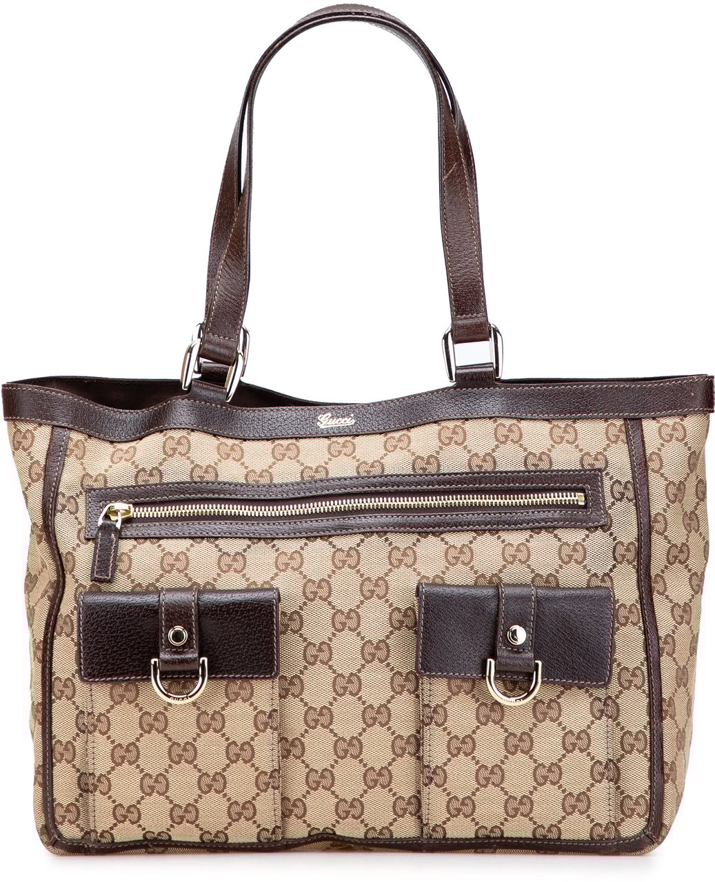 Gucci GG Canvas Abbey D Ring Pocket Tote Bruin