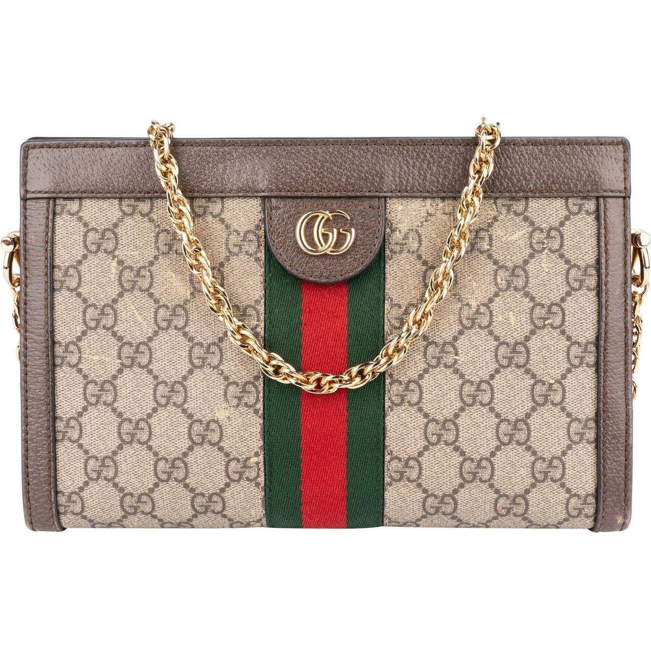 Gucci Gucci Monogram GG Supreme Ophidia Sherry Line Chain Crossbody Bag Bruin