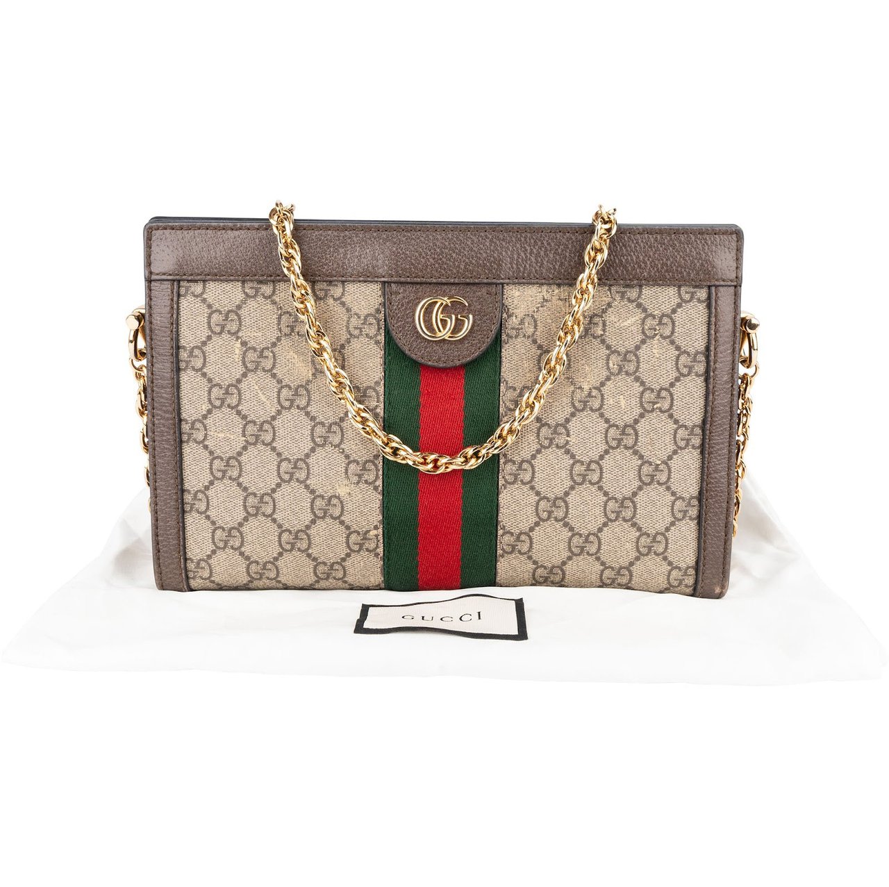 Gucci Gucci Monogram GG Supreme Ophidia Sherry Line Chain Crossbody Bag Bruin