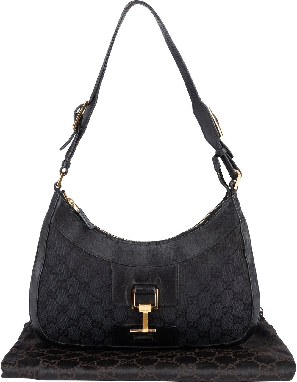 Gucci Gucci Monogram GG  Jackie Shoulder Bag Zwart