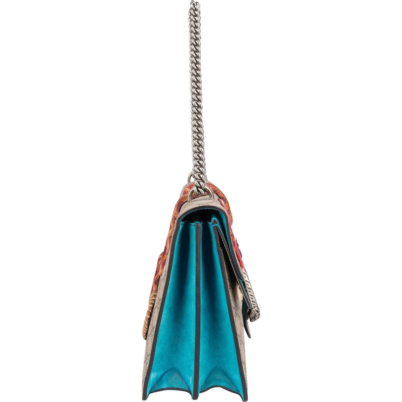 Gucci Gucci Monogram GG Supreme Floral and Snake Embroided Dionysus Shoulder Bag Blauw