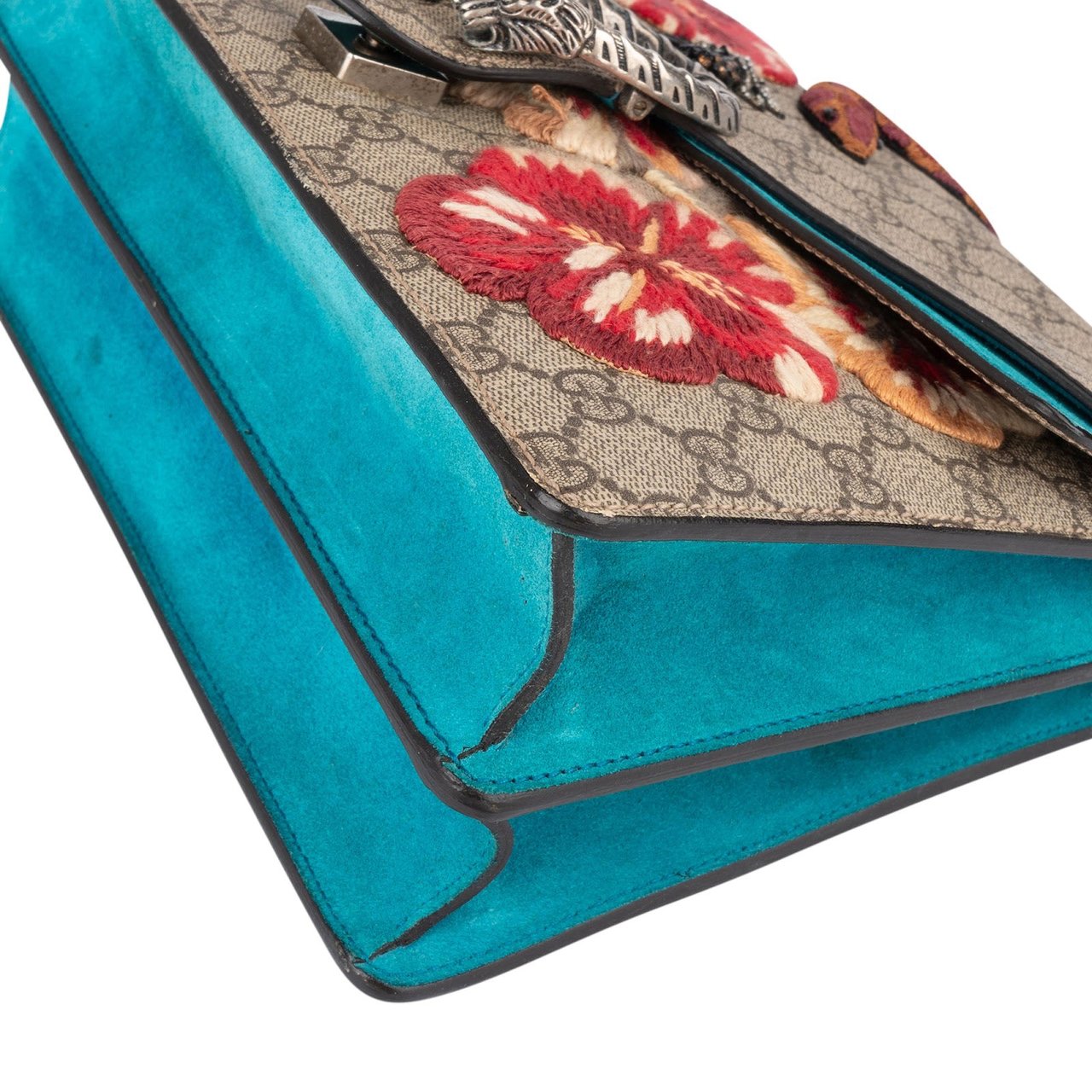 Gucci Gucci Monogram GG Supreme Floral and Snake Embroided Dionysus Shoulder Bag Blauw