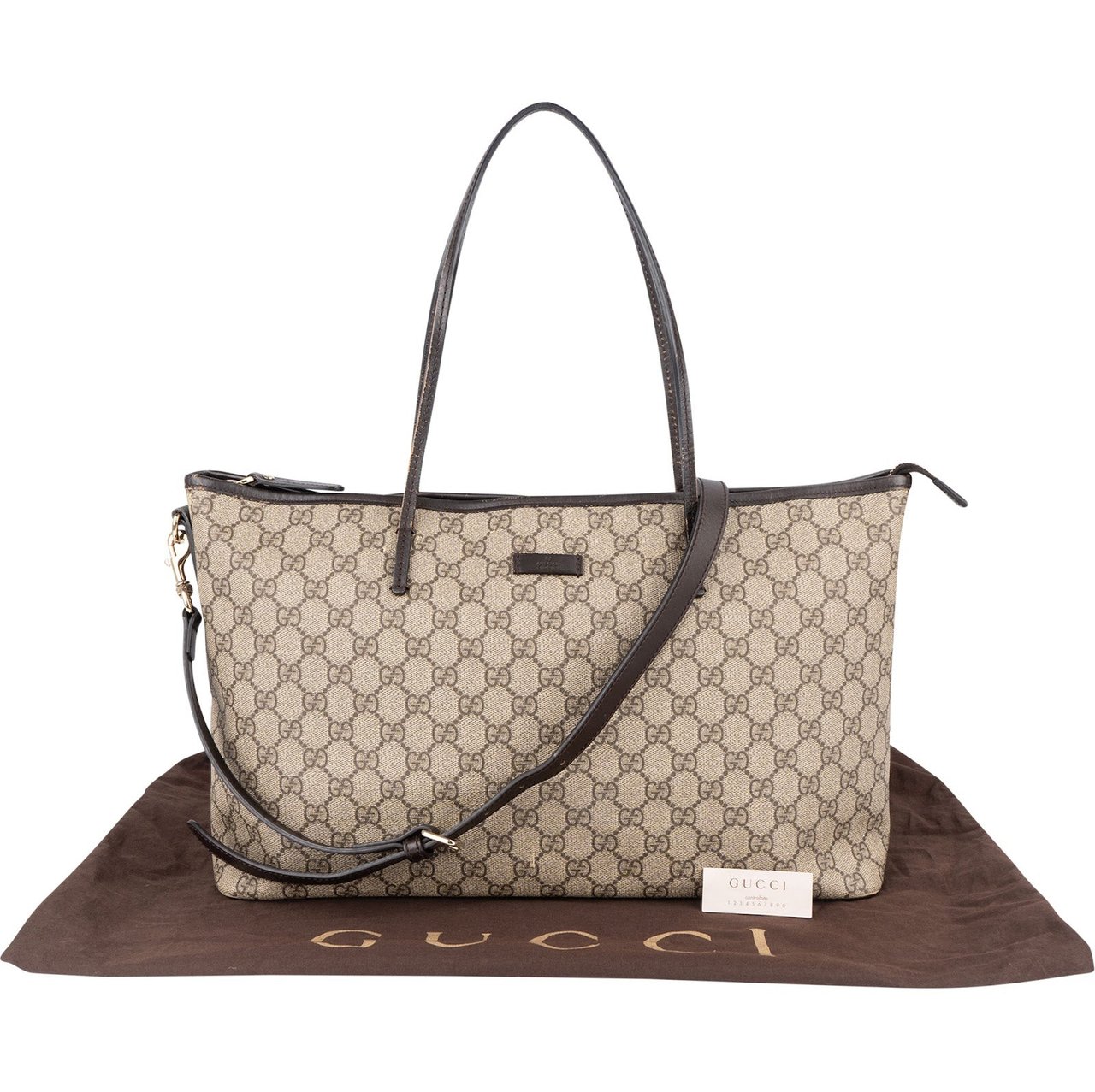 Gucci Gucci Monogram GG Supreme Canvas Tote Handbag Beige