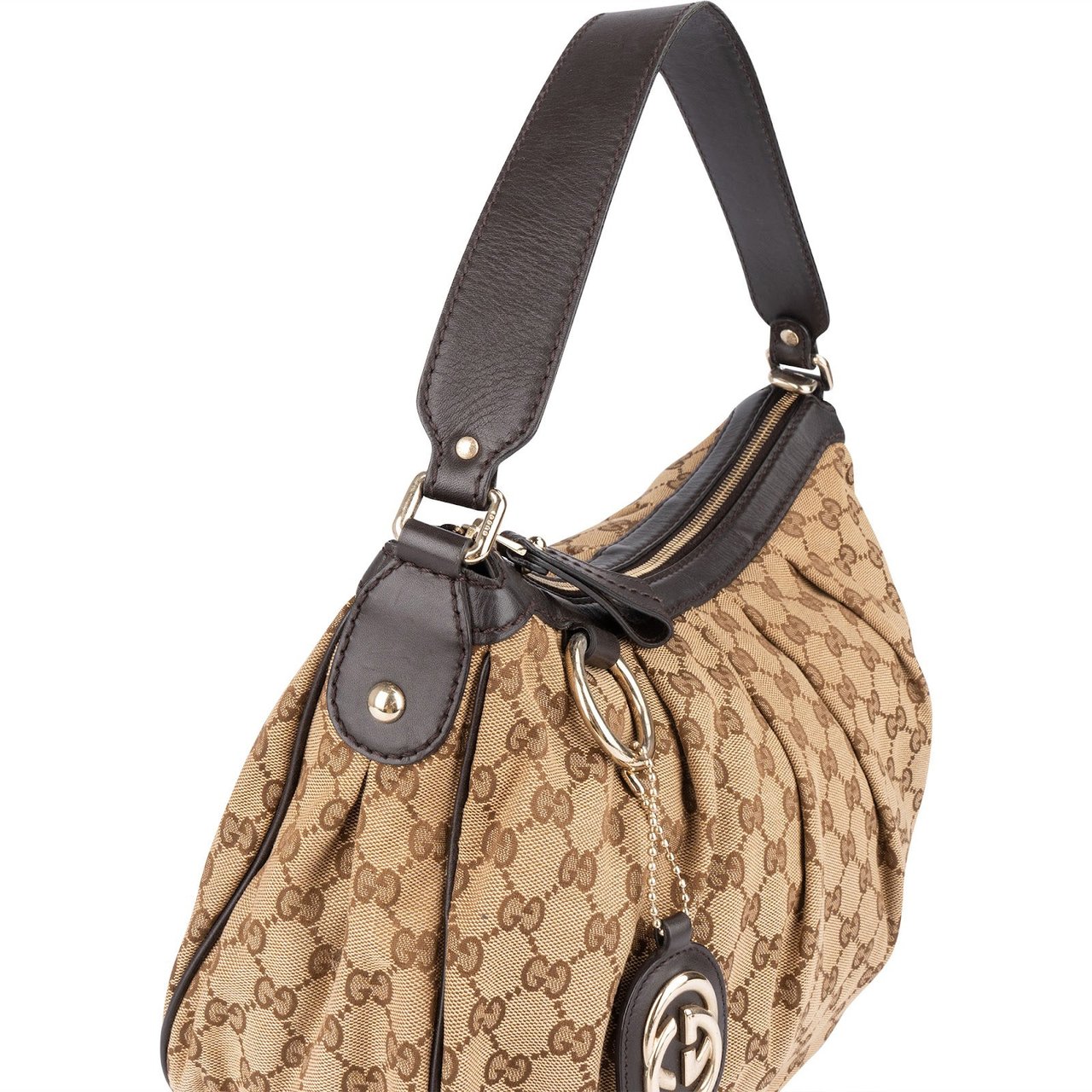 Gucci Gucci Monogram GG Sukey Hobo Handbag Beige