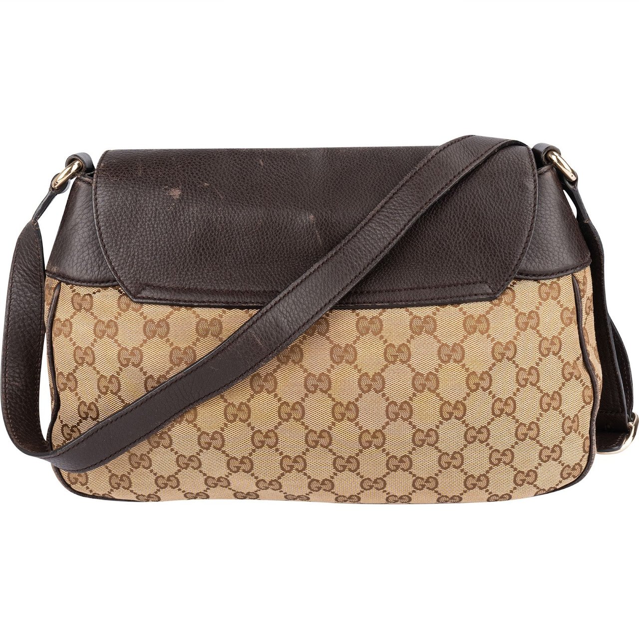 Gucci Gucci Monogram GG Dressage Shelly Crossbody Bag Bruin