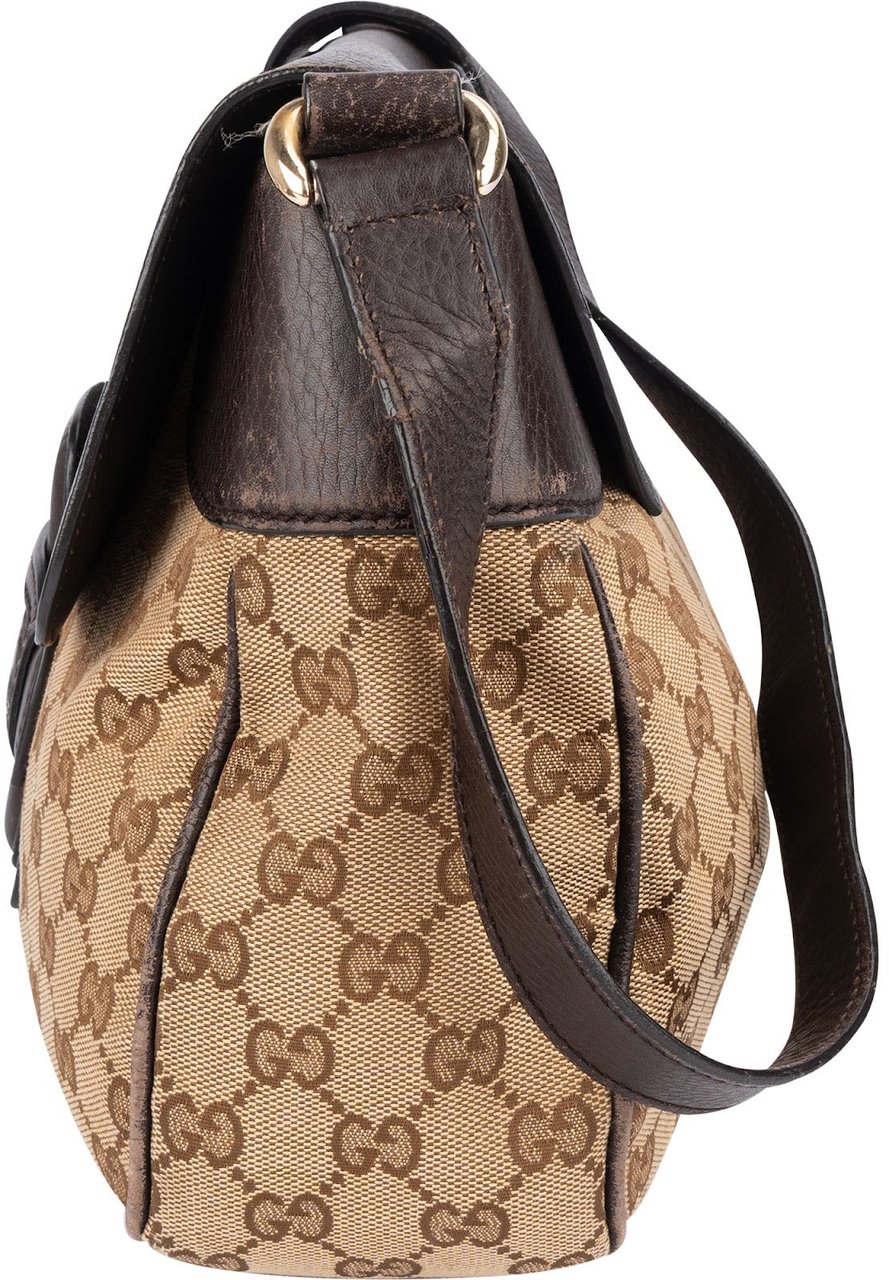 Gucci Gucci Monogram GG Dressage Shelly Crossbody Bag Bruin