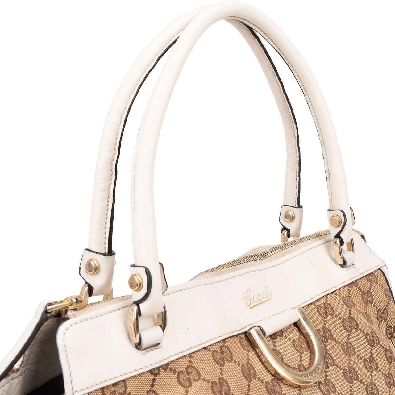 Gucci Gucci Monogram GG Canvas Abbey D-Ring Tote Shoulder Bag Beige