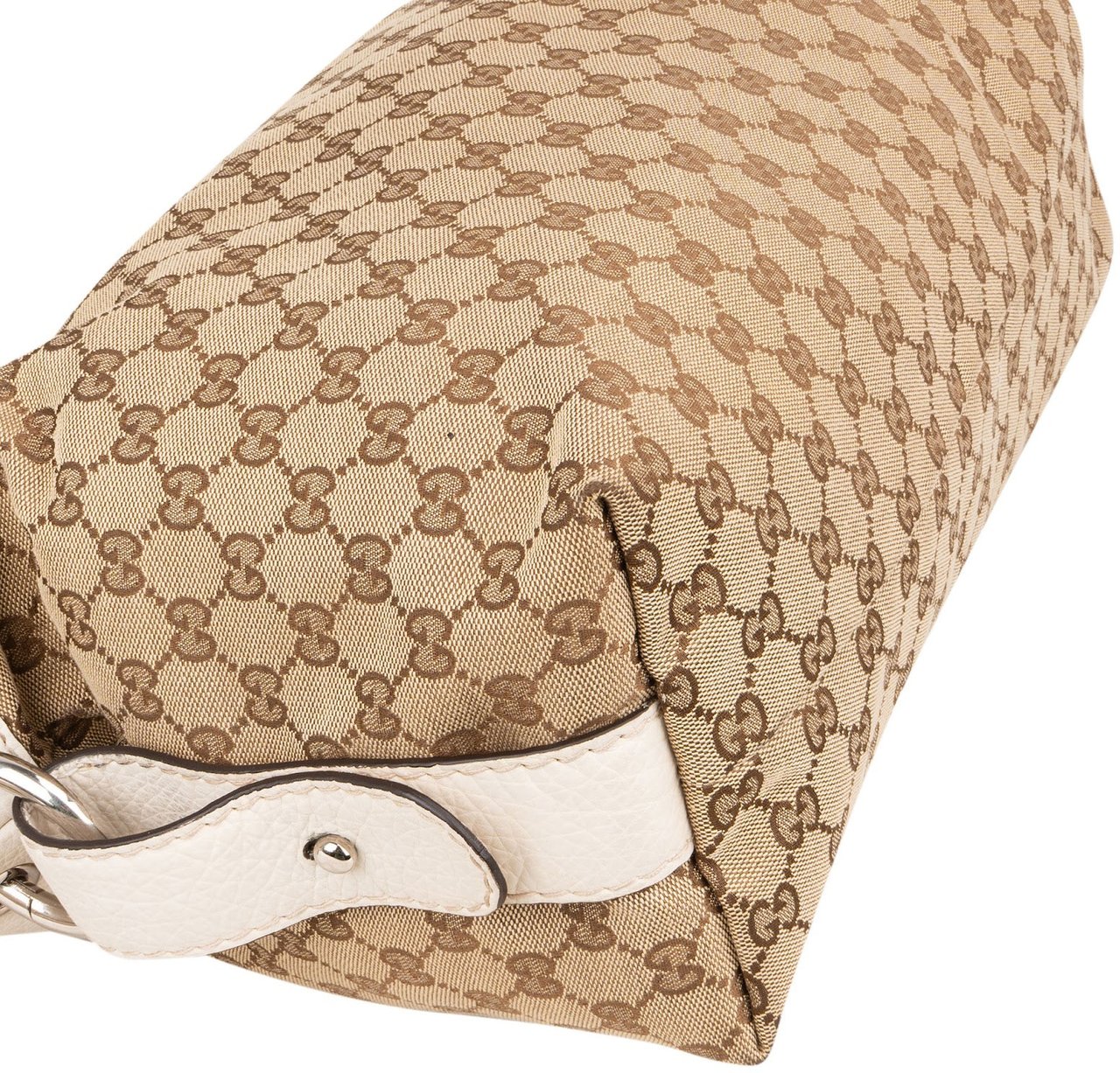 Gucci Monogram GG Heavy Braided Handle Bamboo Shoulder Bag Beige