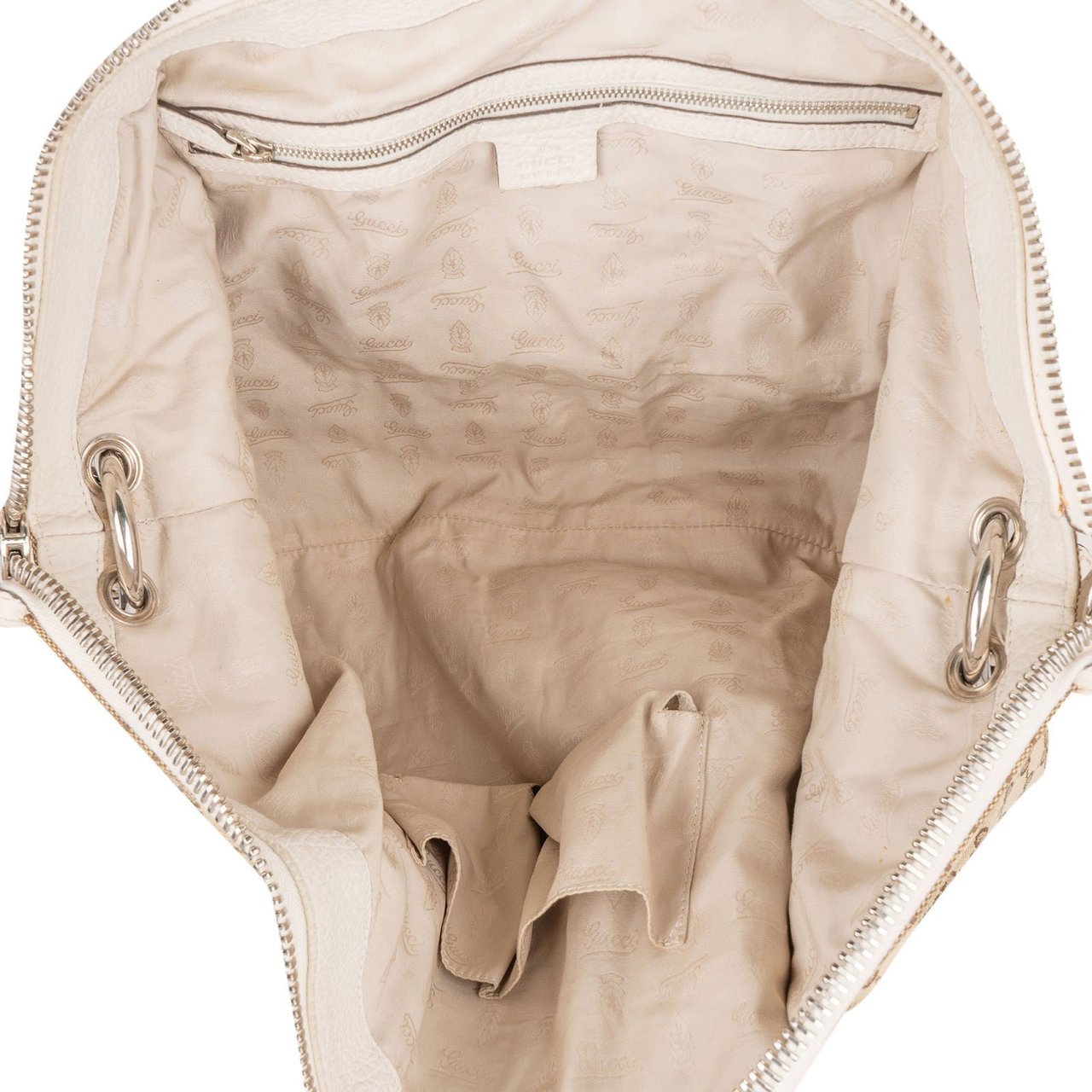 Gucci Gucci Monogram GG Heavy Braided Handle Bamboo Shoulder Bag Beige