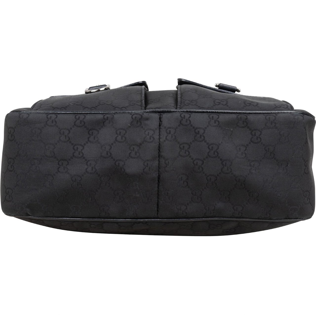 Gucci Gucci Monogram GG Canvas Abbey D-Ring Pocket Hobo Shoulder Bag Zwart