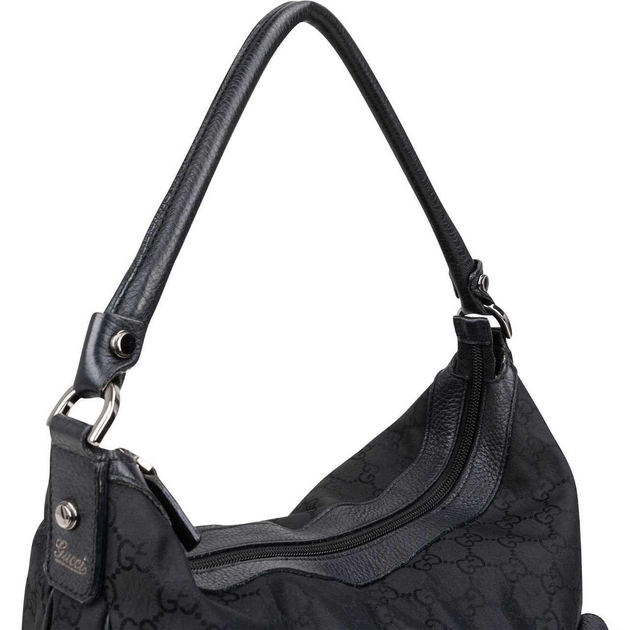 Gucci Gucci Monogram GG Canvas Abbey D-Ring Pocket Hobo Shoulder Bag Zwart