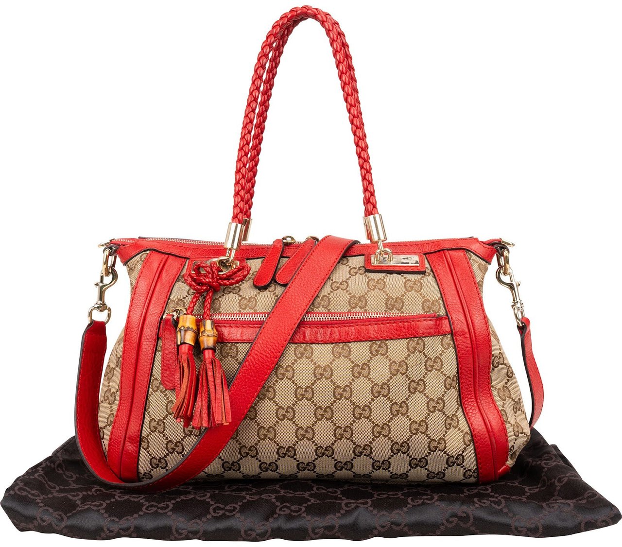 Gucci Gucci GG Monogram Bamboo Handbag Bruin