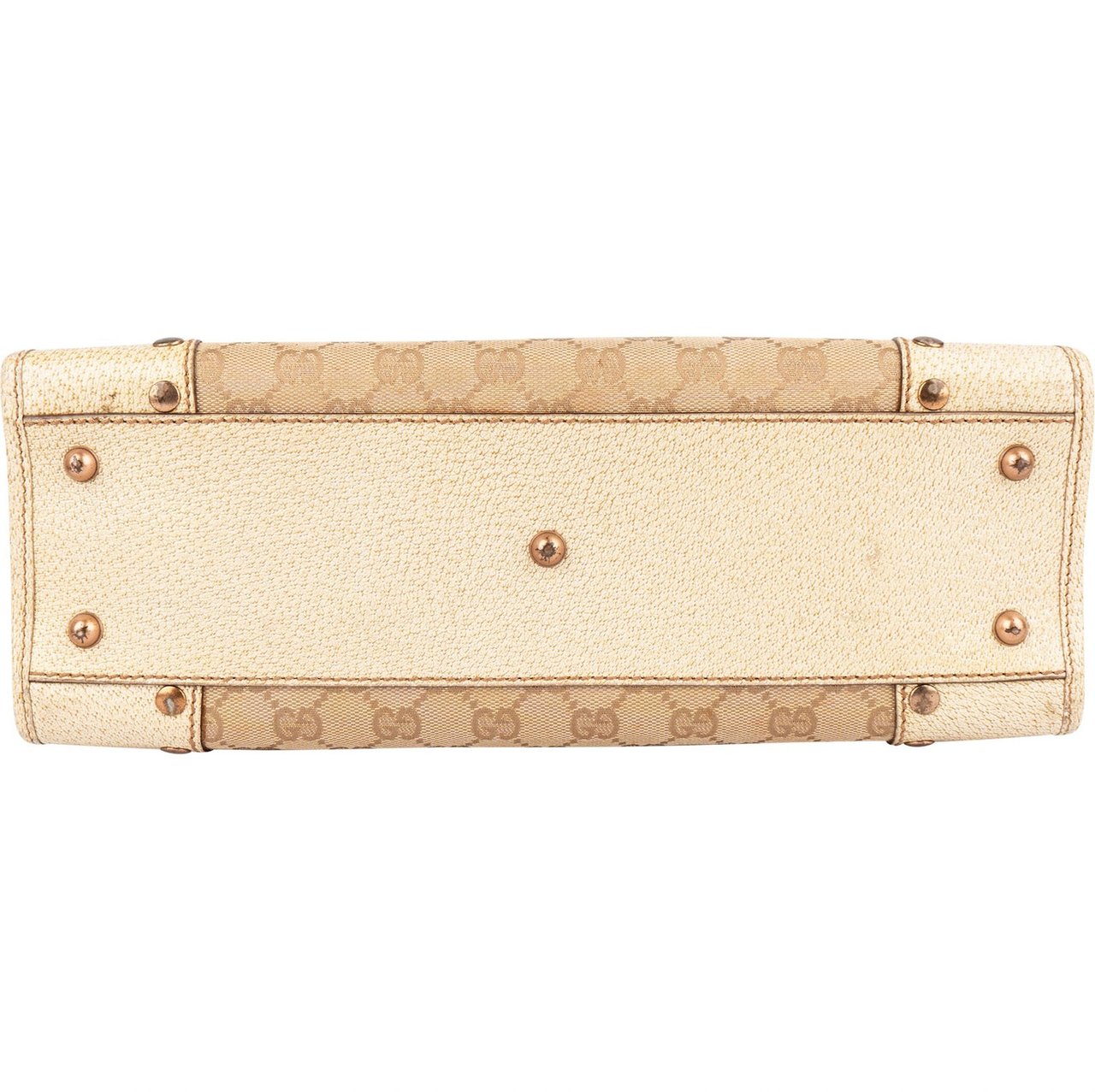 Gucci Gucci Monogram GG Canvas Studded Tote Handbag Beige