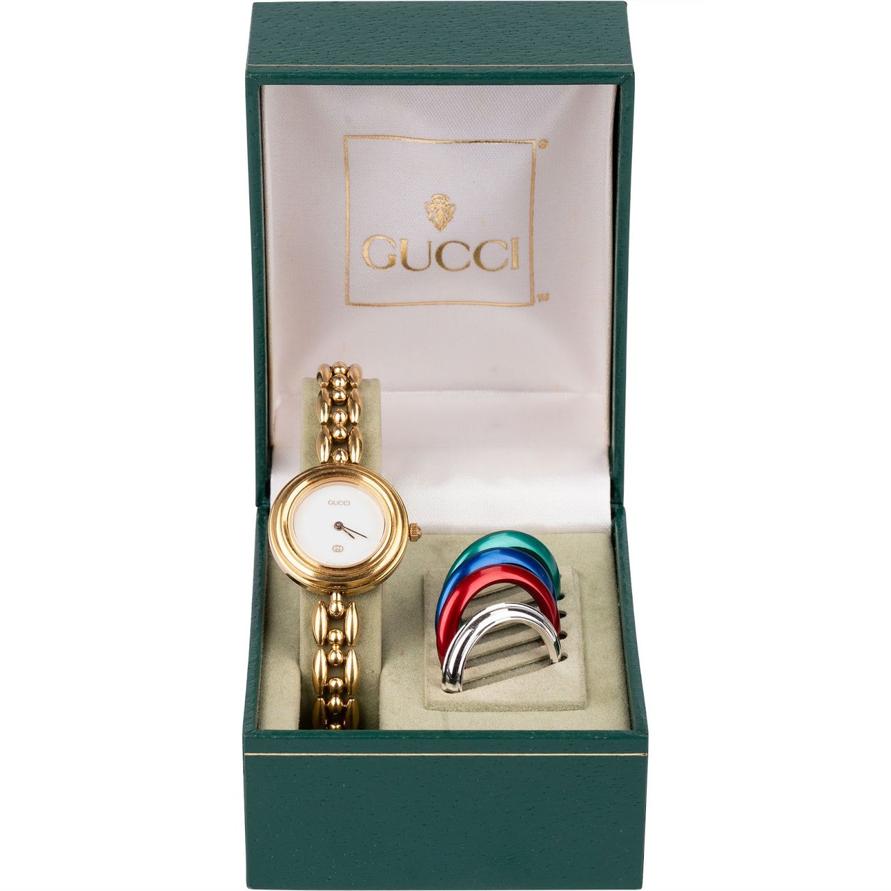 Gucci Gucci Gold Tone Change Bezel 11/12 Women Watch Goud