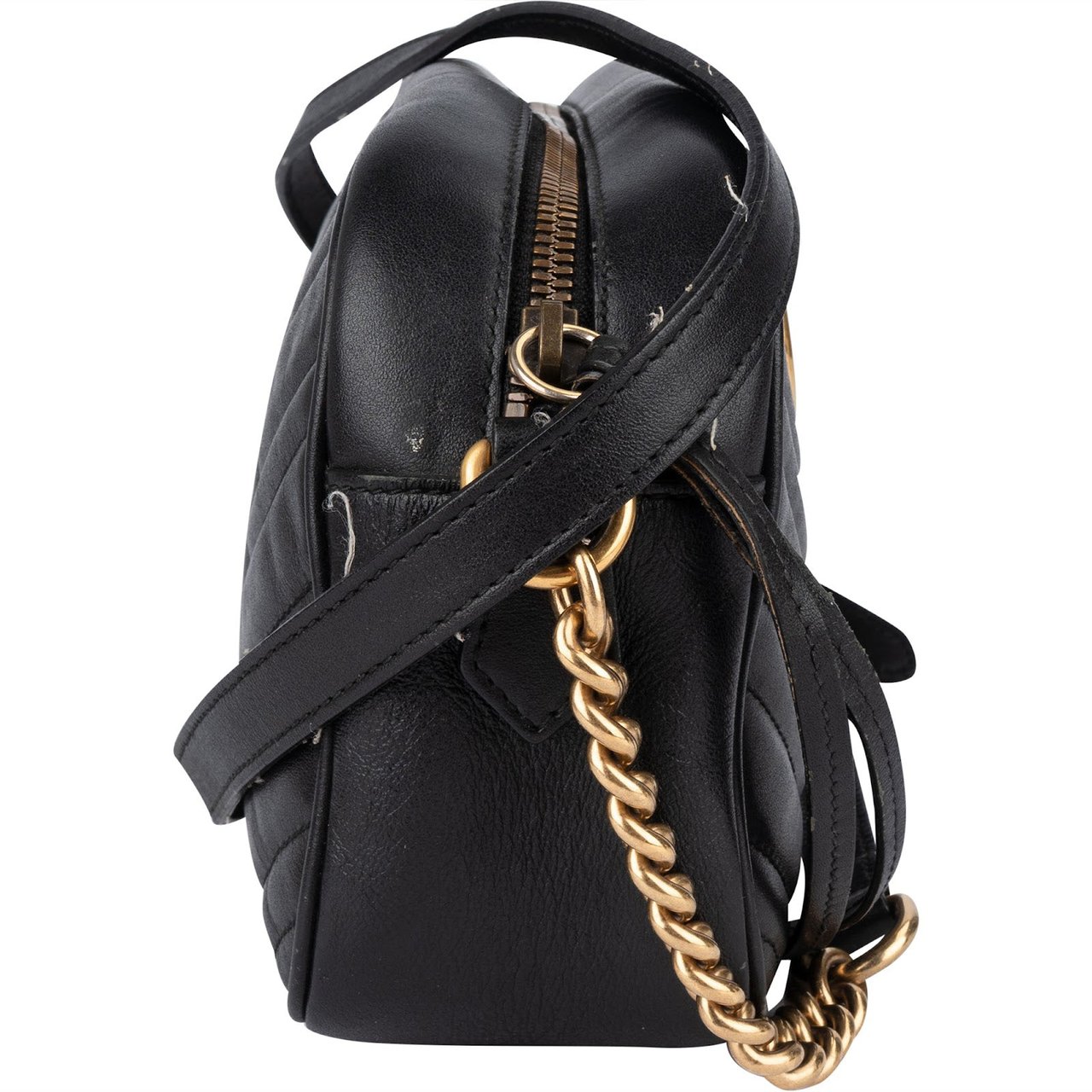 Gucci Gucci Quilted Leather GG Marmont Crossbody Bag Zwart