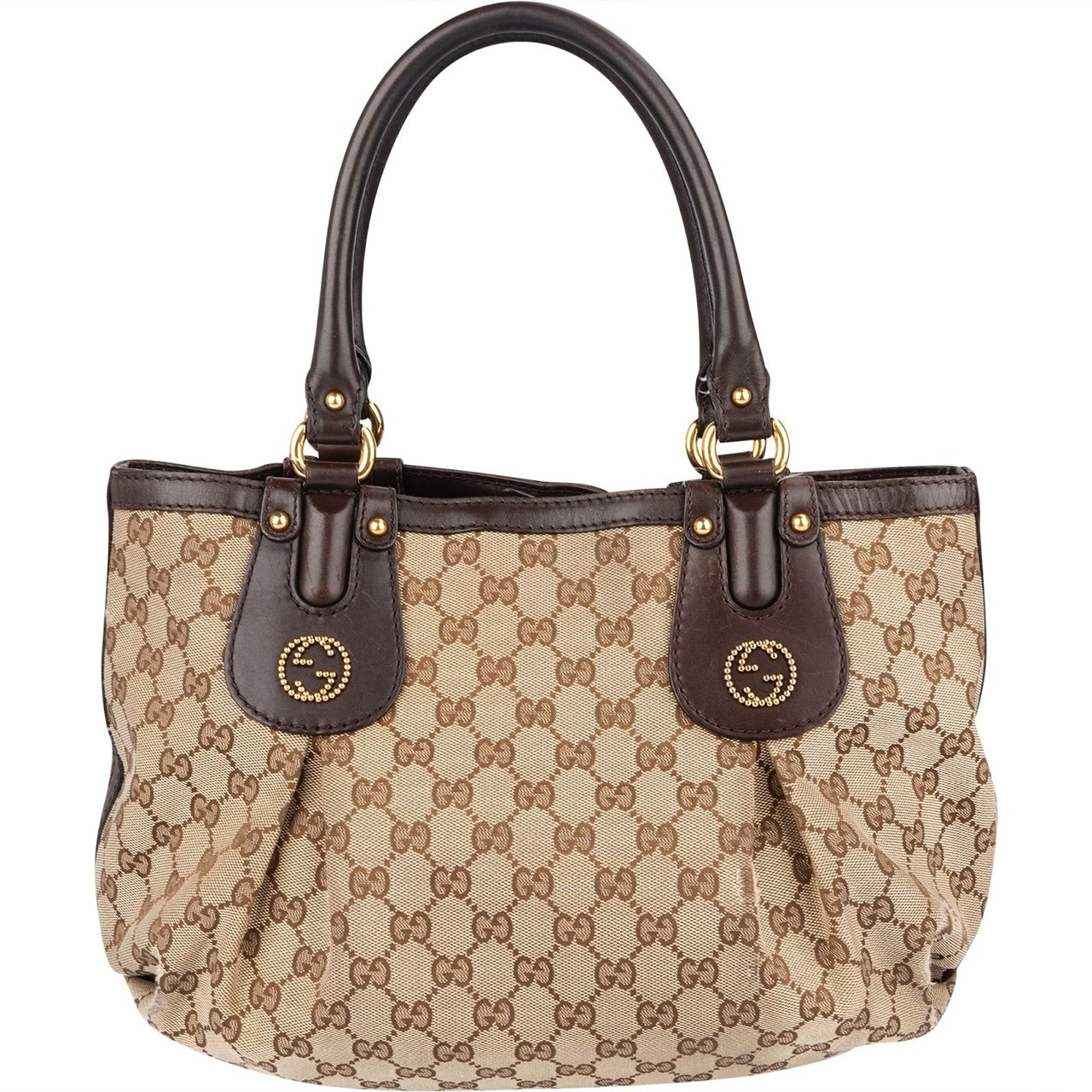 Gucci Gucci Monogram GG Studded Pelham Handbag Beige