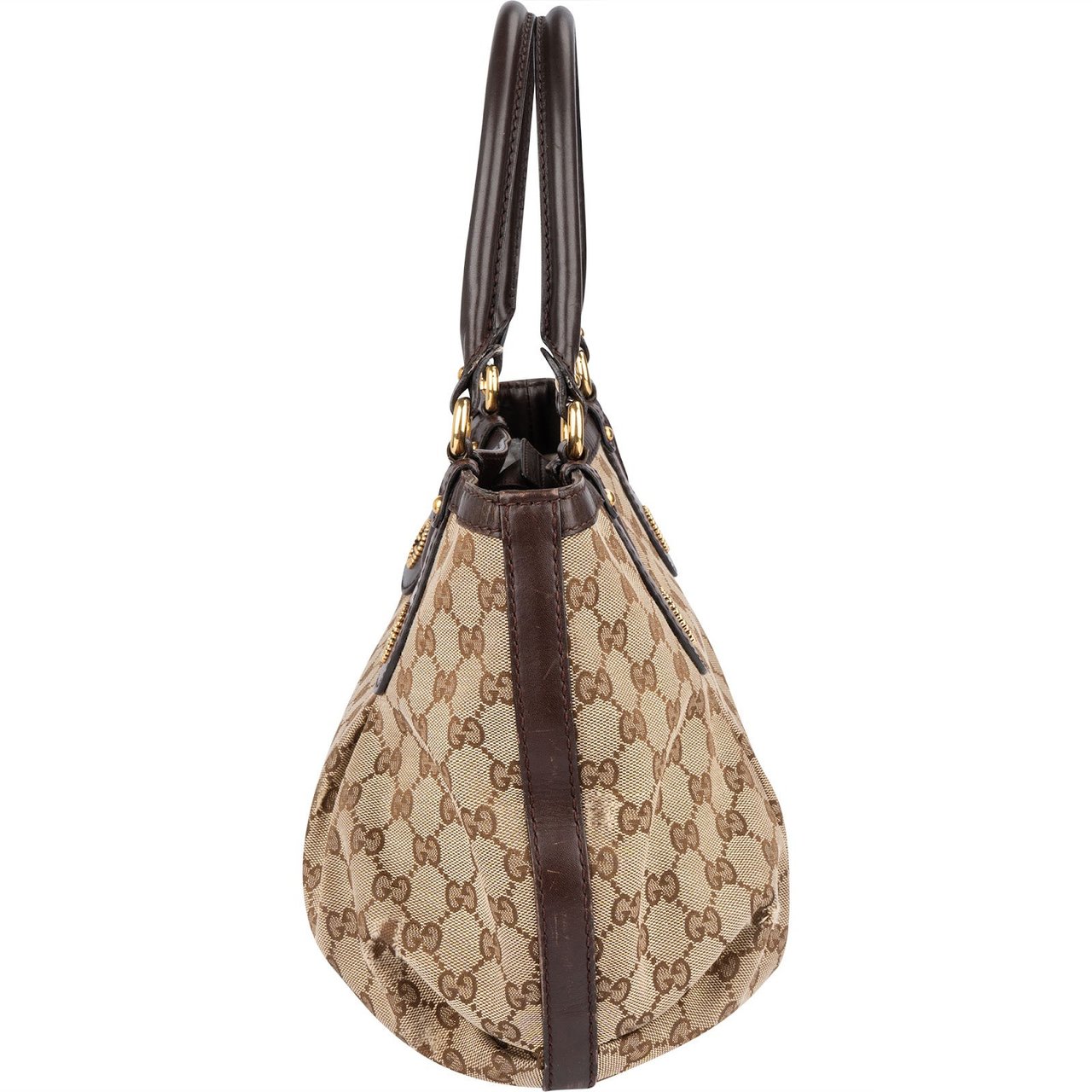 Gucci Gucci Monogram GG Studded Pelham Handbag Beige