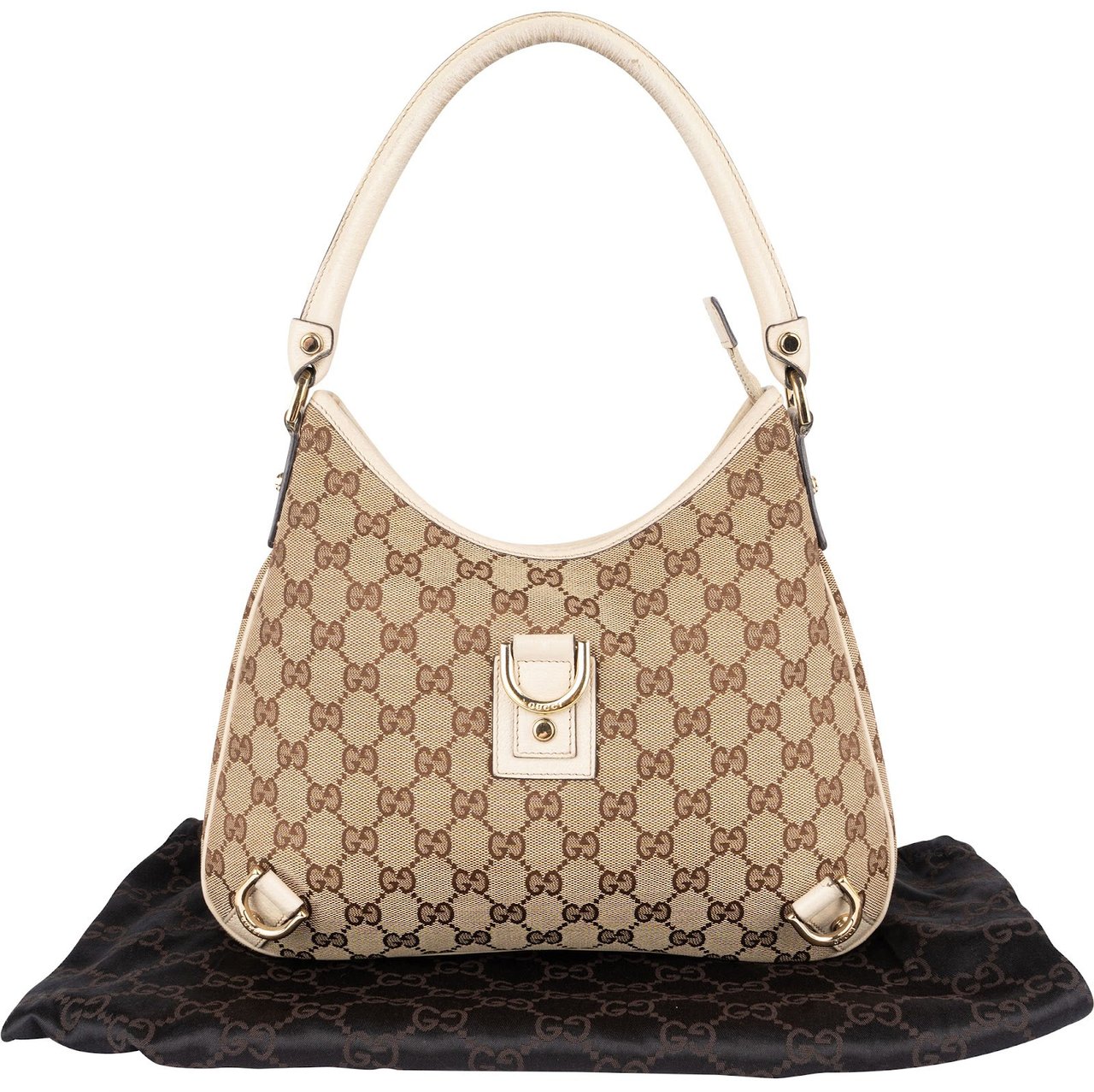 Gucci Monogram GG Canvas Abbey D-Ring Shoulder Bag Beige