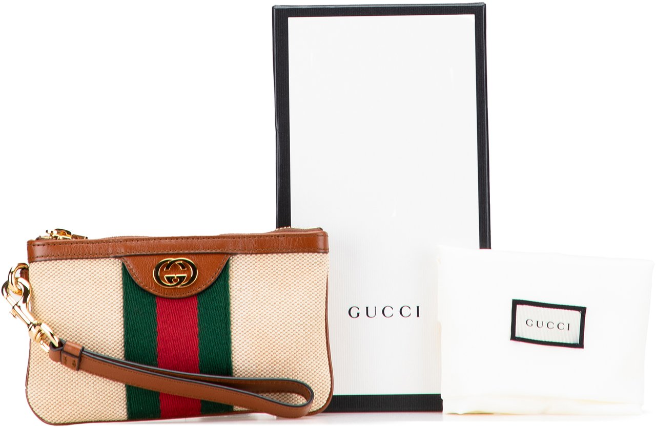 Gucci Canvas Ophidia Pouch Bruin