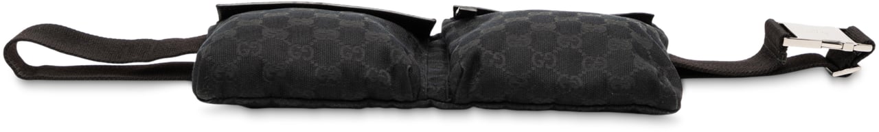 Gucci GG Canvas Double Pocket Belt Bag Zwart