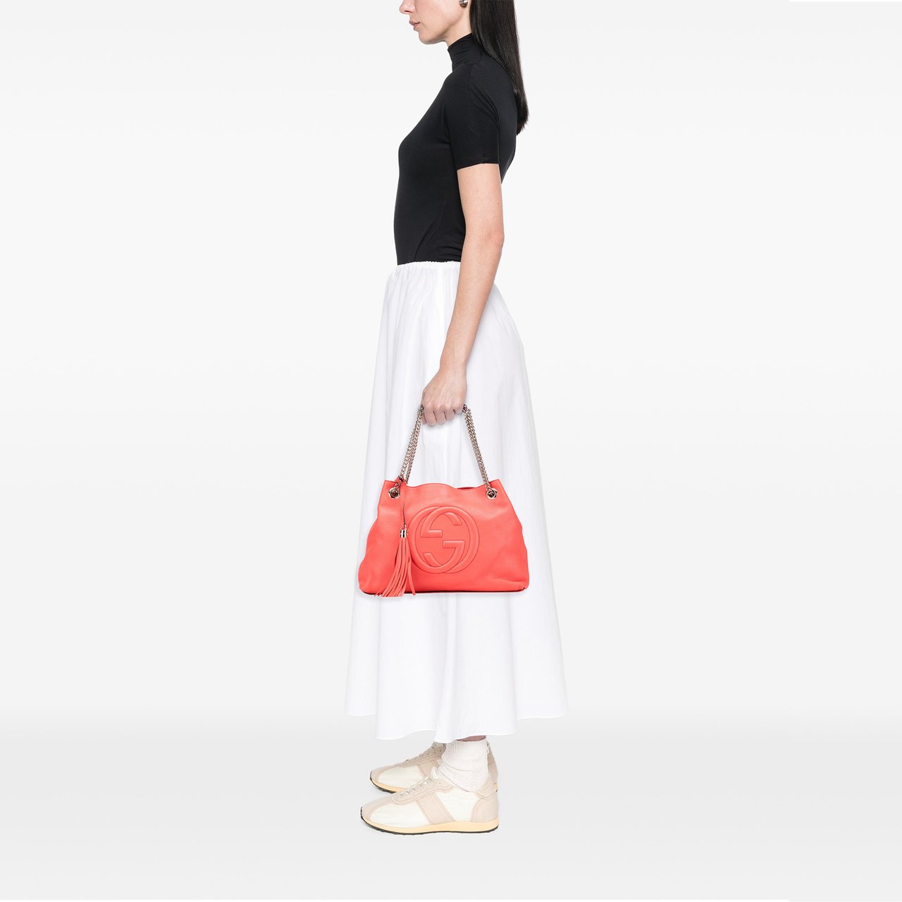 Gucci Medium Leather Soho Chain Tote Roze